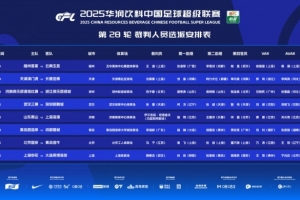 中超第28轮裁判：坦塔舍夫执法泰山vs海港，马宁执法国安vs海牛