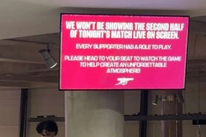 英媒：阿森纳不在主场大厅电视播放比赛画面，让球迷尽快回到看台